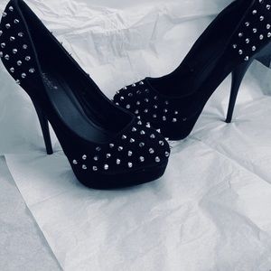 Sexy black spiked high heeled